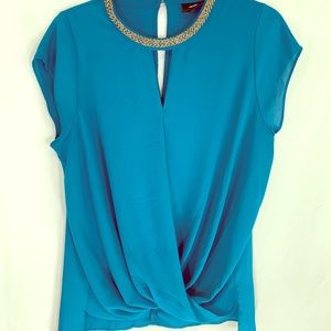 Teal beaded blouse